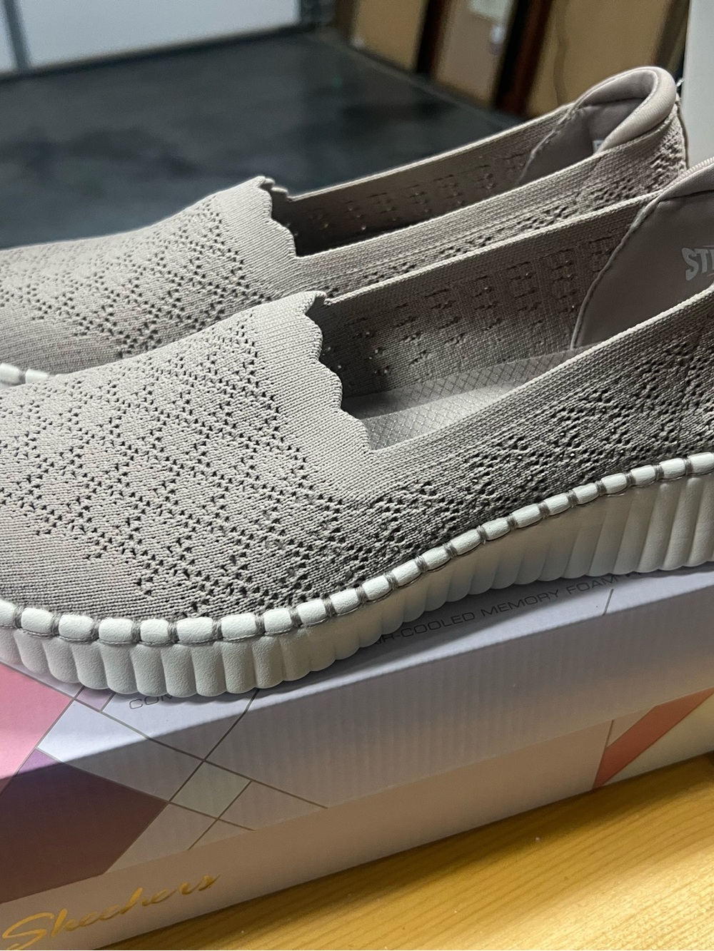Skechers Beige Slip-On Knit Casual Loafer